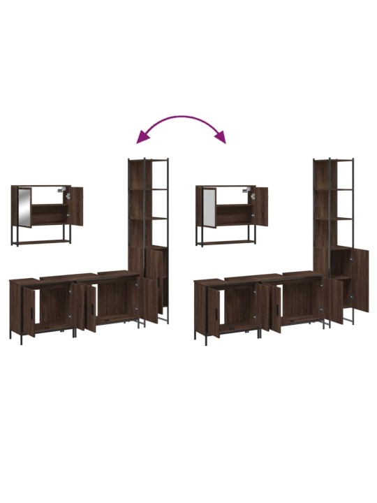 4dílný set koupelnového nábytku hnědý dub kompozitní dřevo