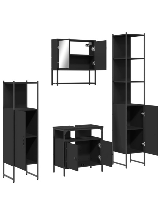 4dílný set koupelnového nábytku černý kompozitní dřevo