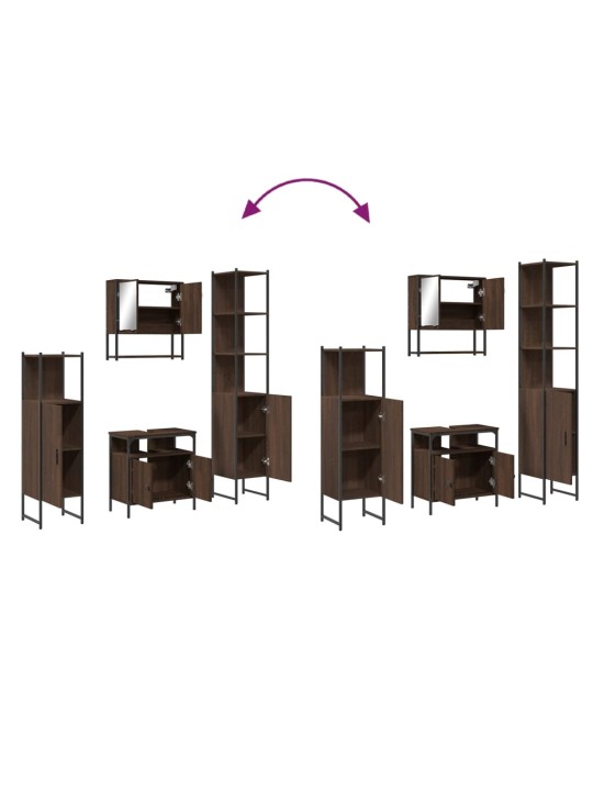 4dílný set koupelnového nábytku hnědý dub kompozitní dřevo