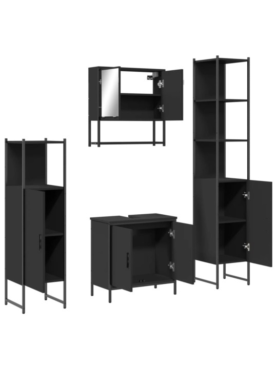 4dílný set koupelnového nábytku černý kompozitní dřevo