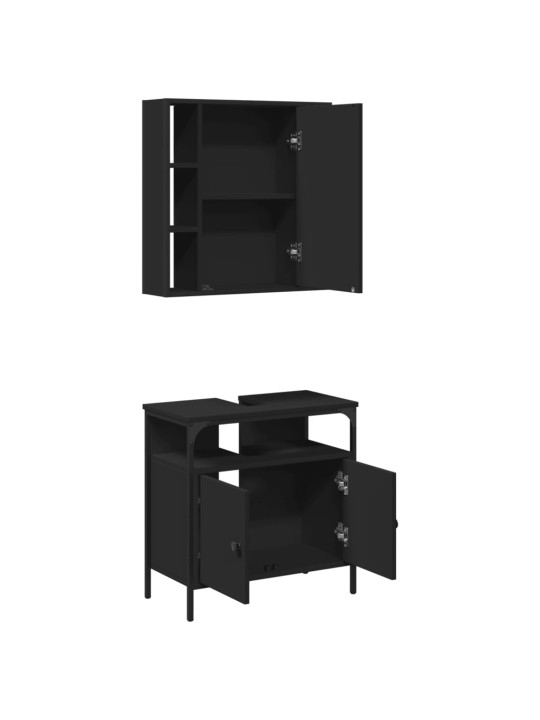 2dílný set koupelnového nábytku černý kompozitní dřevo
