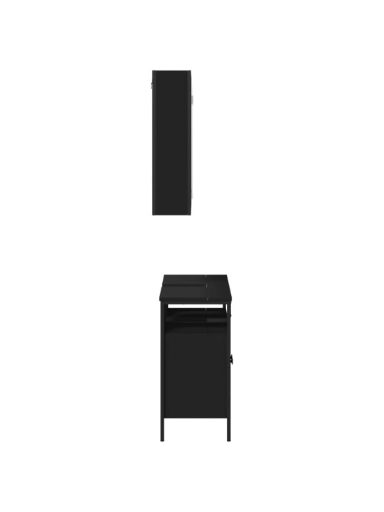 2dílný set koupelnového nábytku černý kompozitní dřevo