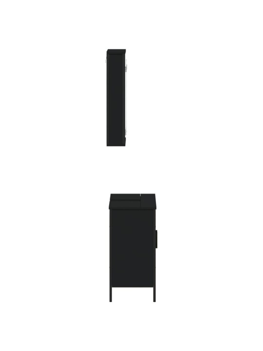 2dílný set koupelnového nábytku černý kompozitní dřevo