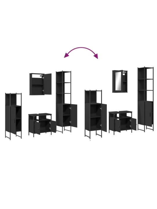 4dílný set koupelnového nábytku černý kompozitní dřevo