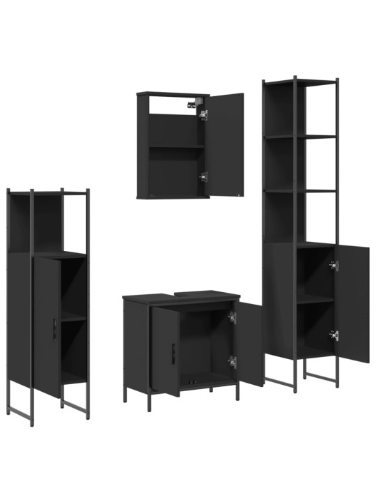4dílný set koupelnového nábytku černý kompozitní dřevo