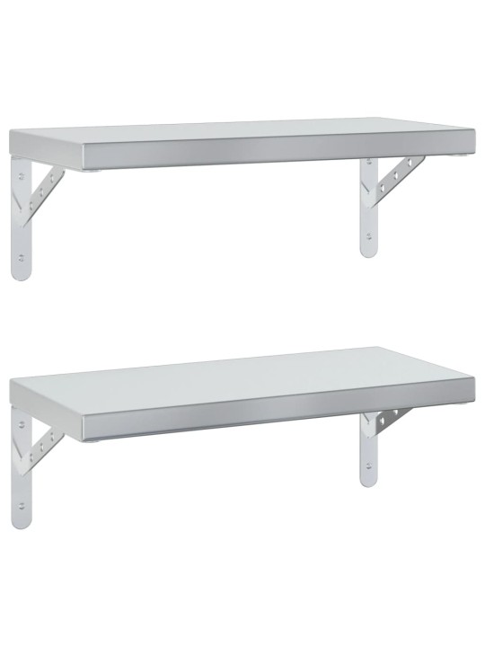 Nástěnné police 2 ks 50 x 23,5 cm stříbrné nerezová ocel