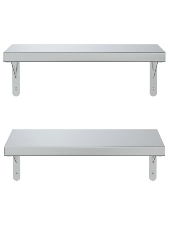 Nástěnné police 2 ks 50 x 23,5 cm stříbrné nerezová ocel
