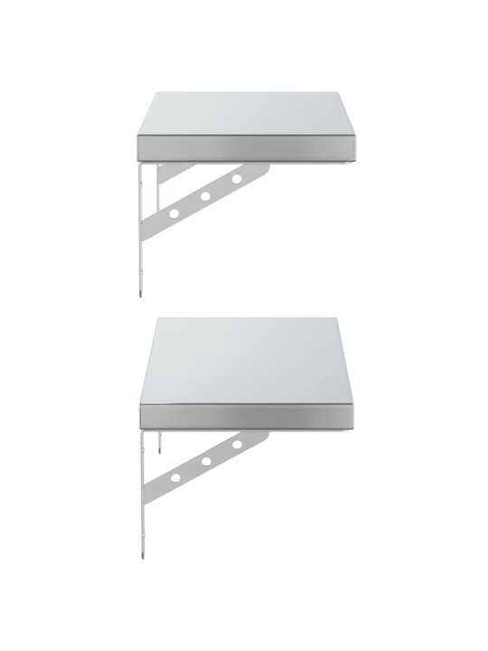 Nástěnné police 2 ks 50 x 23,5 cm stříbrné nerezová ocel