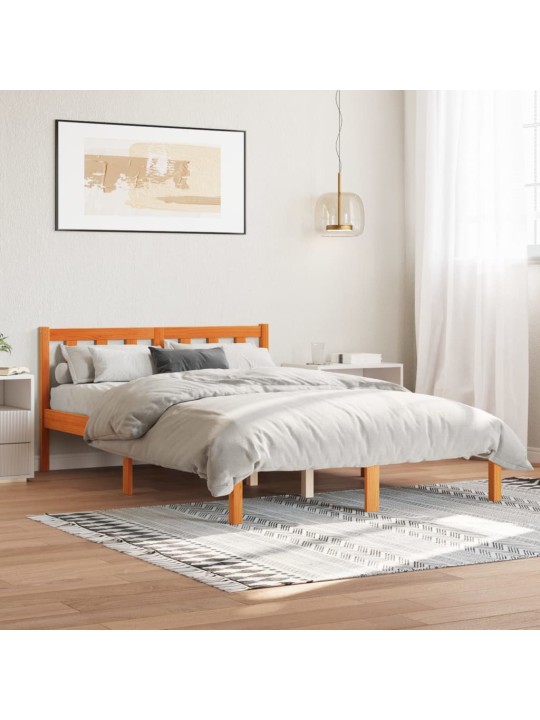 Postel bez matrace voskově hnědá 135 x 190 cm masivní borovice