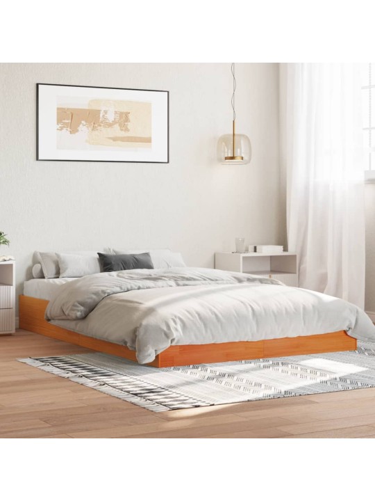 Postel bez matrace voskově hnědá 150 x 200 cm masivní borovice
