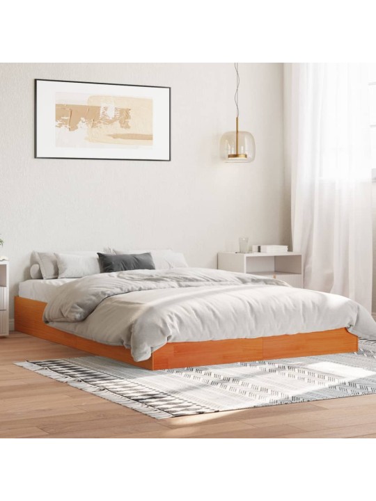 Postel bez matrace voskově hnědá 140 x 190 cm masivní borovice