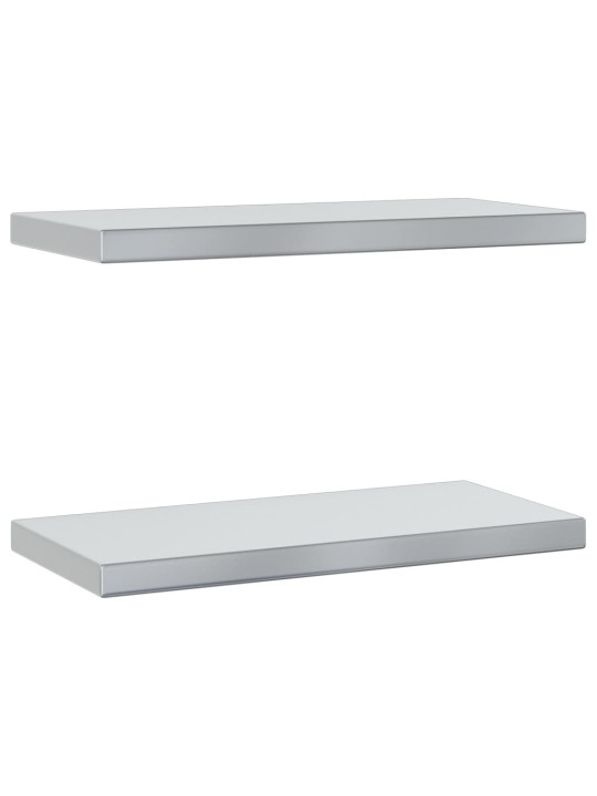 Nástěnné police 2 ks 50 x 23,5 x 3 cm stříbrné nerezová ocel