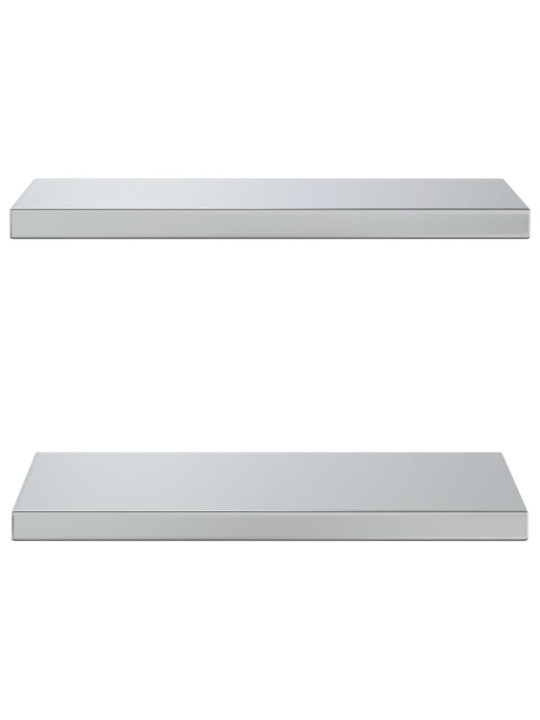 Nástěnné police 2 ks 50 x 23,5 x 3 cm stříbrné nerezová ocel