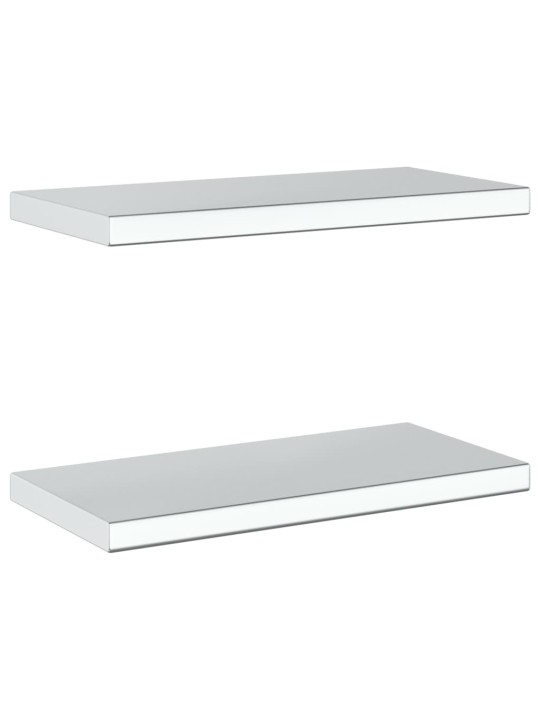 Nástěnné police 2 ks 50 x 23,5 x 3 cm stříbrné nerezová ocel