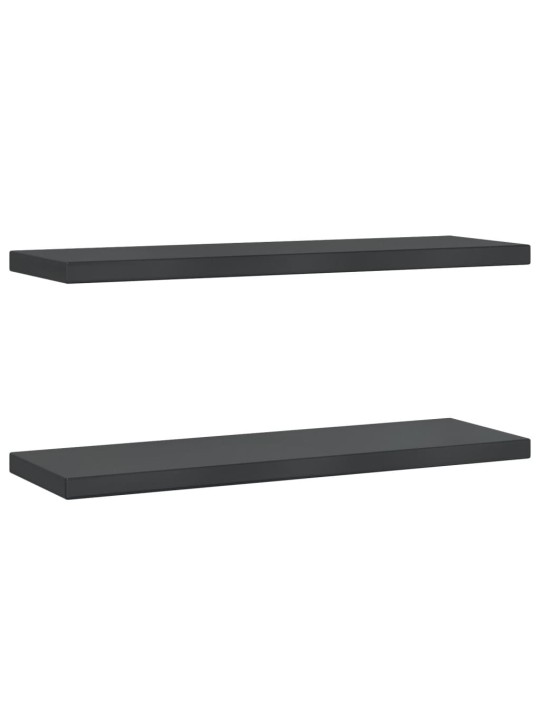 Nástěnné police 2 ks 75 x 23,5 x 3 cm černé nerezová ocel