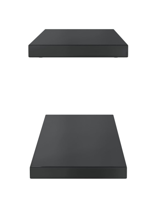 Nástěnné police 2 ks 75 x 23,5 x 3 cm černé nerezová ocel