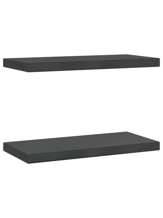 Nástěnné police 2 ks 50 x 23,5 x 3 cm černé nerezová ocel
