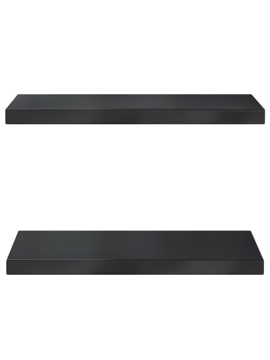 Nástěnné police 2 ks 50 x 23,5 x 3 cm černé nerezová ocel