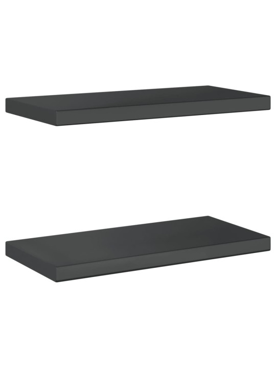 Nástěnné police 2 ks 50 x 23,5 x 3 cm černé nerezová ocel
