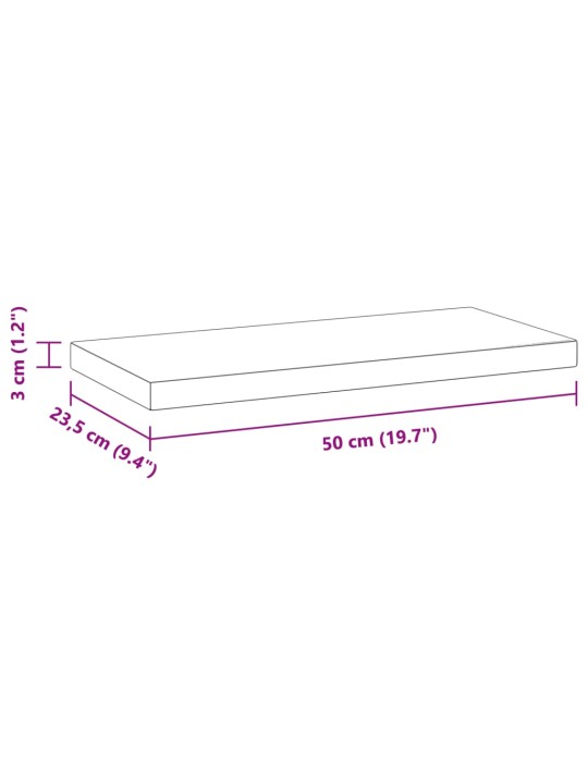 Nástěnné police 2 ks 50 x 23,5 x 3 cm černé nerezová ocel