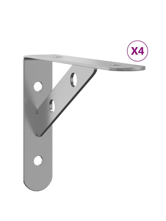 Policové držáky 4 ks 15 x 2,5 x 11,5 cm stříbrné nerezová ocel