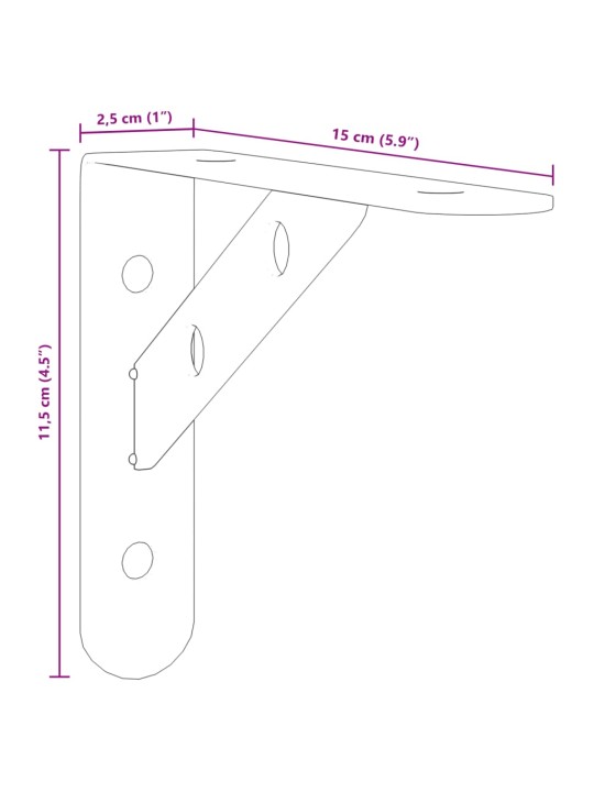 Policové držáky 4 ks 15 x 2,5 x 11,5 cm stříbrné nerezová ocel