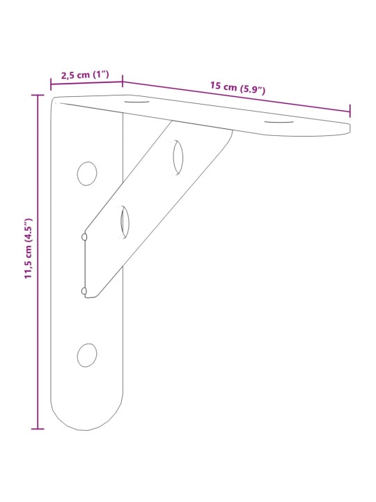 Policové držáky 4 ks 15 x 2,5 x 11,5 cm černé nerezová ocel