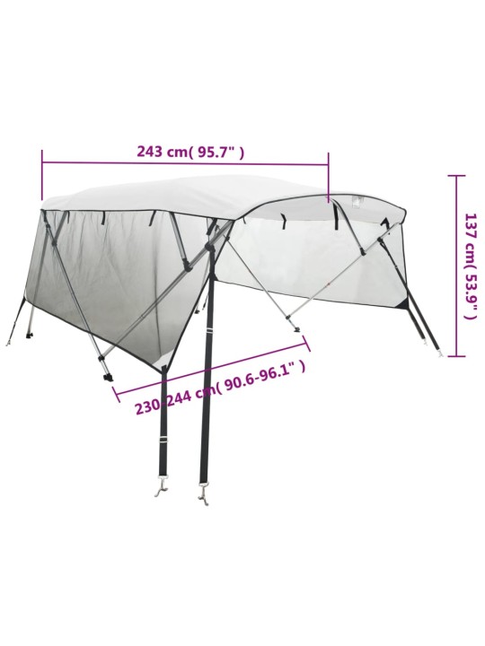 Bimini stříška se 4 oblouky a bočnicemi 243x(230–244)x137 cm