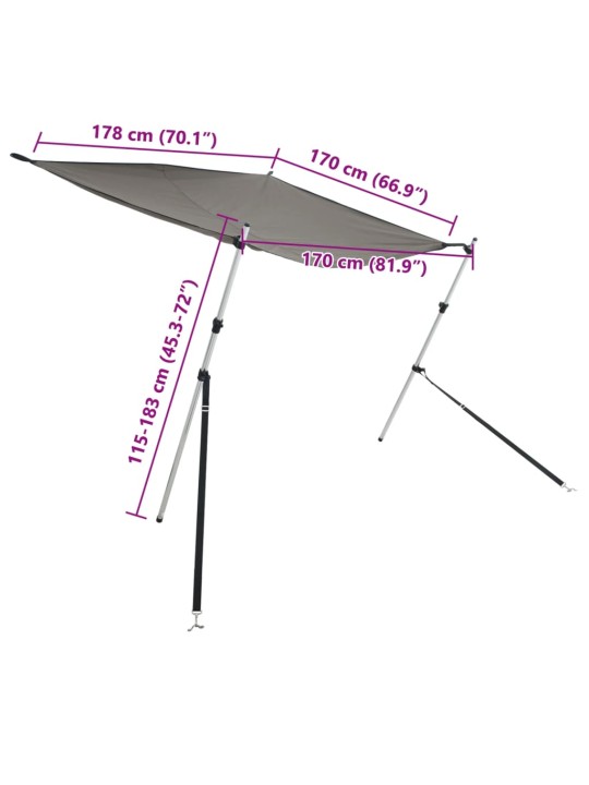 Nástavec na t-top stříšku antracitový 170x208x(115-183) cm