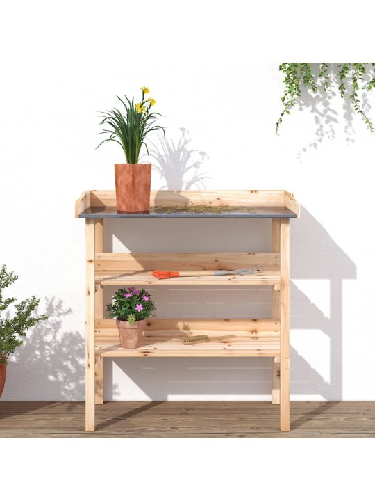 Přesazovací stůl s policemi 78x38x82,5 cm masivní jedlové dřevo
