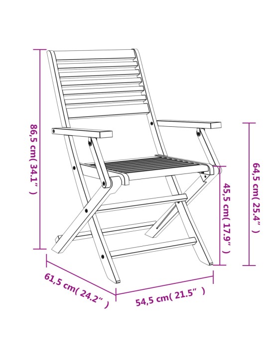Skládací zahradní židle 8 ks 54,5x61,5x86,5 cm masivní akácie
