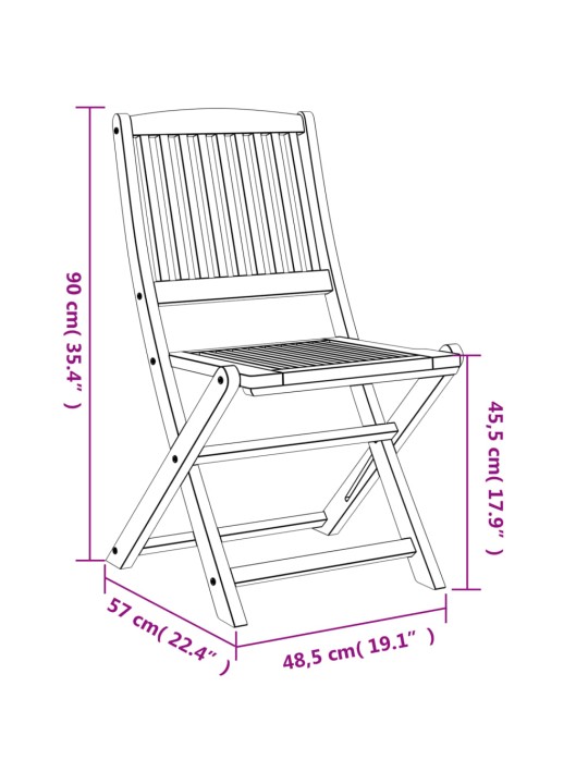 Skládací zahradní židle 6 ks 48,5x57x90 cm masivní akácie