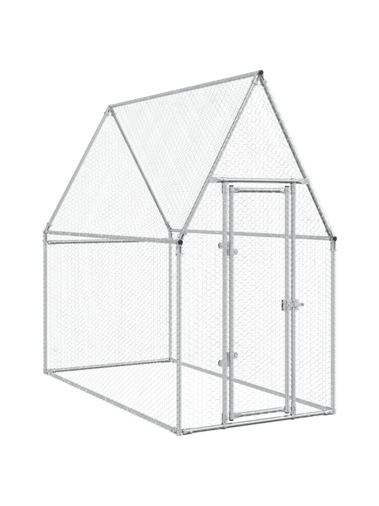 Klec pro kuřata stříbrná 200 x 100 x 190 cm pozinkovaná ocel