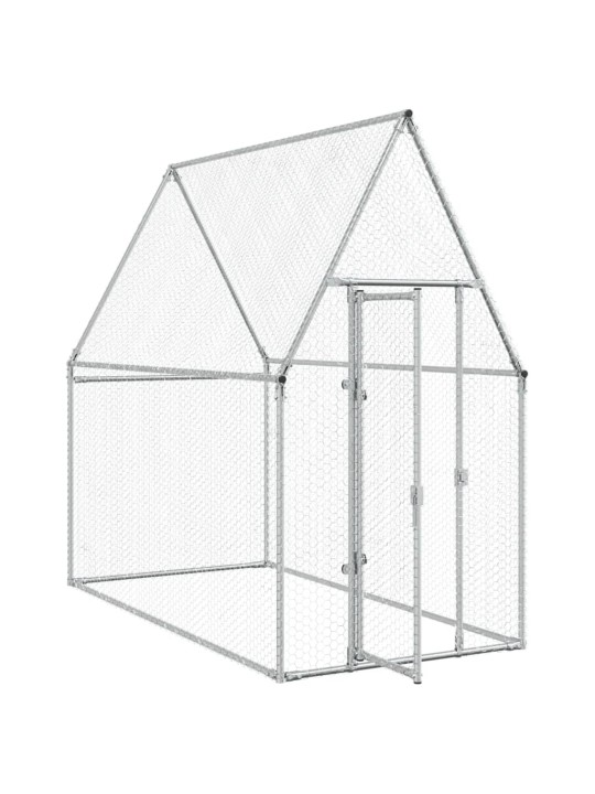 Klec pro kuřata stříbrná 200 x 100 x 190 cm pozinkovaná ocel