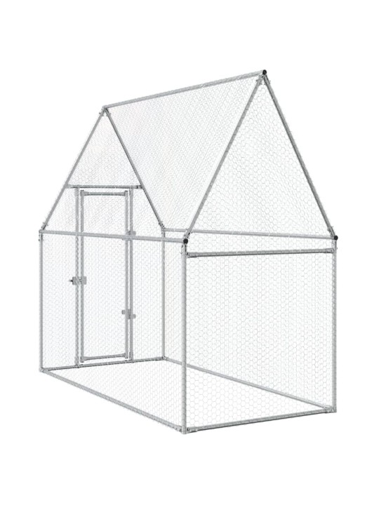 Klec pro kuřata stříbrná 200 x 100 x 190 cm pozinkovaná ocel