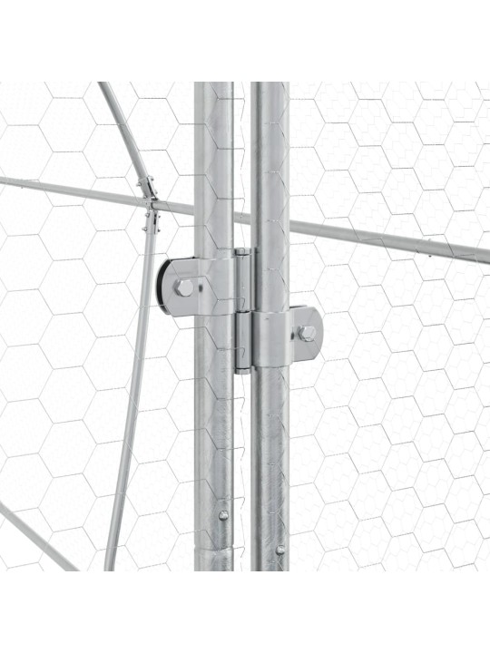 Klec pro kuřata stříbrná 400 x 105 x 182 cm pozinkovaná ocel