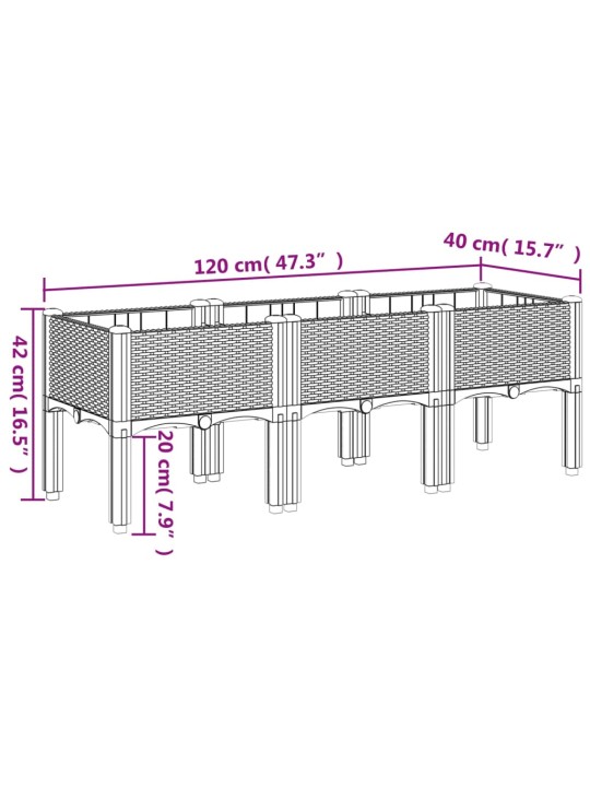 Zahradní truhlík s nohami bílý 120 x 40 x 42 cm PP