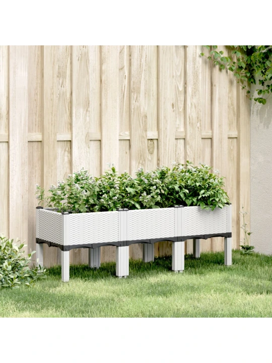 Zahradní truhlík s nohami bílý 120 x 40 x 42 cm PP