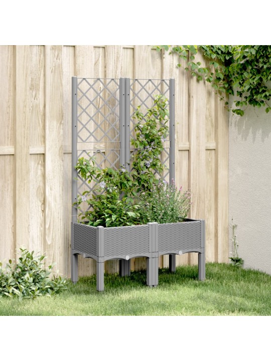 Zahradní truhlík s treláží světle šedý 80 x 40 x 142 cm PP
