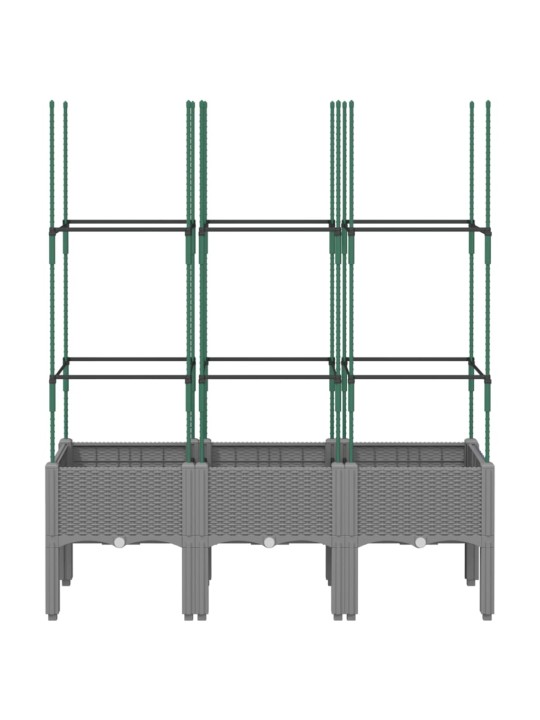 Zahradní truhlík s treláží světle šedý 120 x 40 x 142,5 cm PP