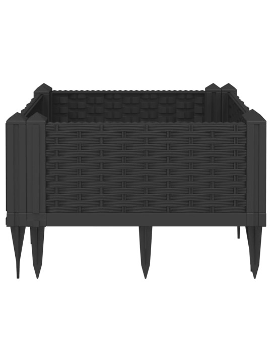 Zahradní truhlík s kolíky černý 42,5 x 42,5 x 28,5 cm PP