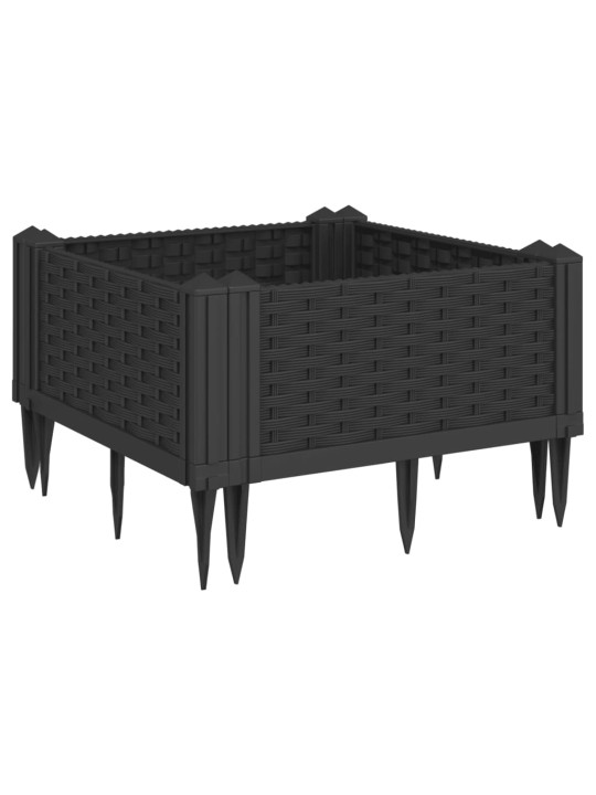 Zahradní truhlík s kolíky černý 42,5 x 42,5 x 28,5 cm PP