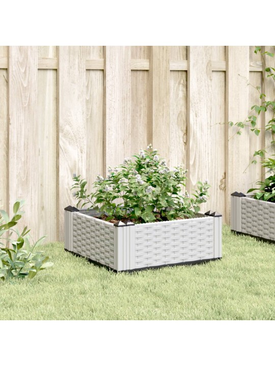 Zahradní truhlík s kolíky bílý 42,5 x 42,5 x 28,5 cm PP