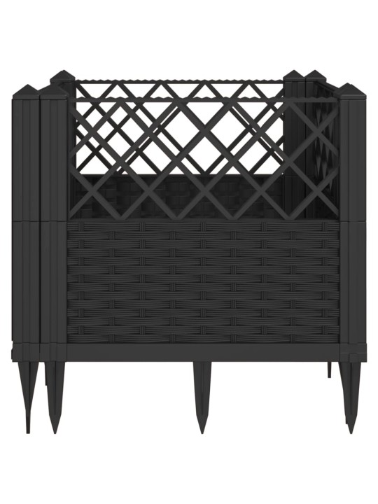 Zahradní truhlík s kolíky černý 43,5 x 43,5 x 43,5 cm PP