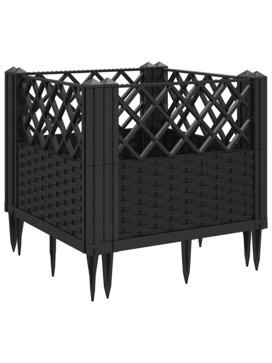 Zahradní truhlík s kolíky černý 43,5 x 43,5 x 43,5 cm PP