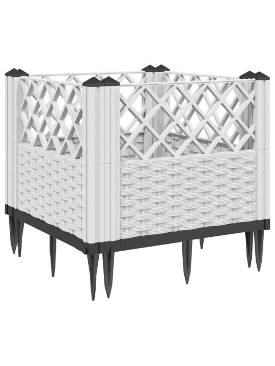 Zahradní truhlík s kolíky bílý 43,5 x 43,5 x 43,5 cm PP