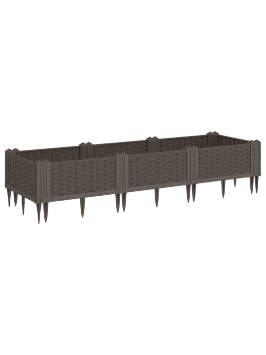 Zahradní truhlík s kolíky hnědý 125 x 40 x 28,5 cm pp