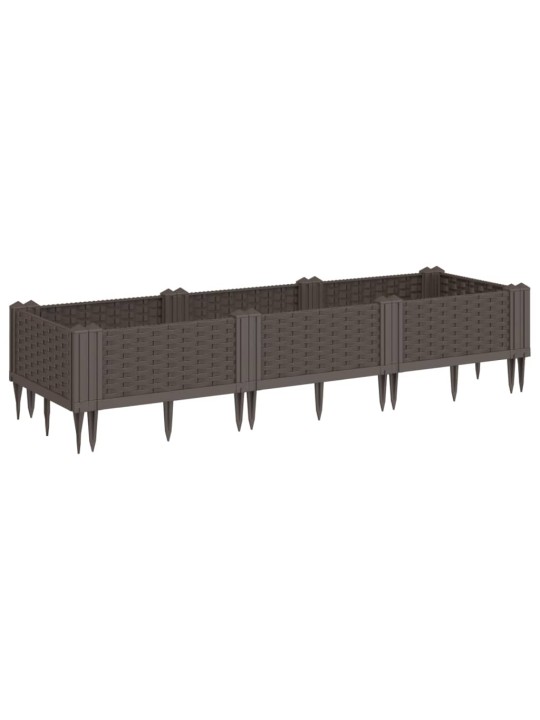 Zahradní truhlík s kolíky hnědý 125 x 40 x 28,5 cm pp