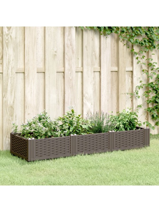 Zahradní truhlík s kolíky hnědý 125 x 40 x 28,5 cm pp