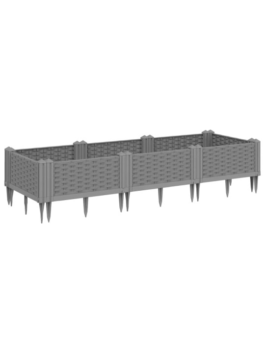 Zahradní truhlík s kolíky světle šedý 125 x 40 x 28,5 cm PP